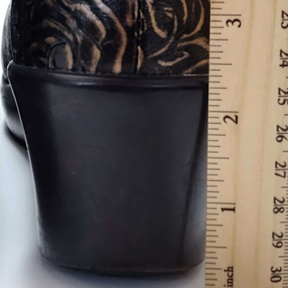 ALEGRIA 'Emma' gold/bronze and black floral embossed leather shoe size 8/Euro 38 - Picture 13 of 14